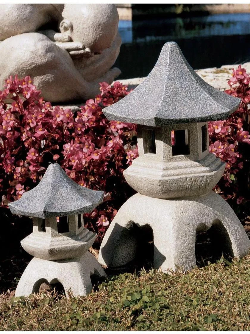Japanese Pagoda Lantern Sculptures 3 Japanese Pagoda Lantern Sculptures