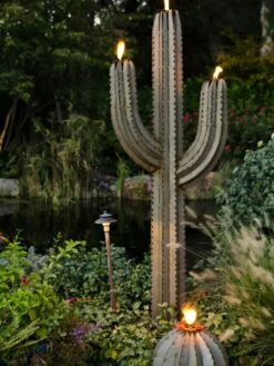 Desert Steel Saguaro Cactus Torches -Comfortable Garden 8591452 01V tif