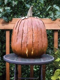 Desert Steel Pumpkin Luminary, Tall -Comfortable Garden 8599559 01v desert steel pumpkin luminary tall orange