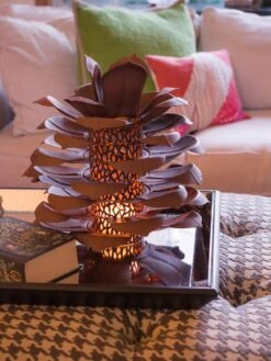 Desert Steel Pine Cone Luminary -Comfortable Garden 8599563 02V tif