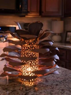 Desert Steel Pine Cone Luminary -Comfortable Garden 8599563 03V tif