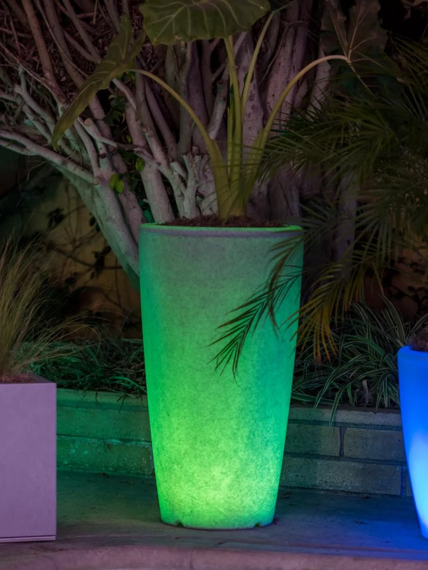 Solar Illuminated Planter Tall Granite, 32" 5 Solar Illuminated Planter Tall Granite, 32" - Image 3