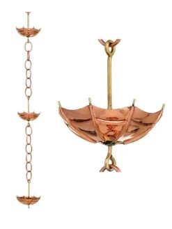 Umbrella Pure Copper Rain Chain, 8.5' -Comfortable Garden 8600208 03v