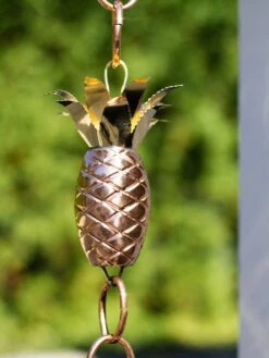 Pineapple Pure Copper Rain Chain, 8.5' -Comfortable Garden 8600210 02v