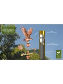 Freedom Eagle Copper Weathervane -Comfortable Garden 8600277 02v