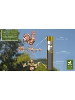 Bantam Rooster Copper Weathervane -Comfortable Garden 8600280 03v