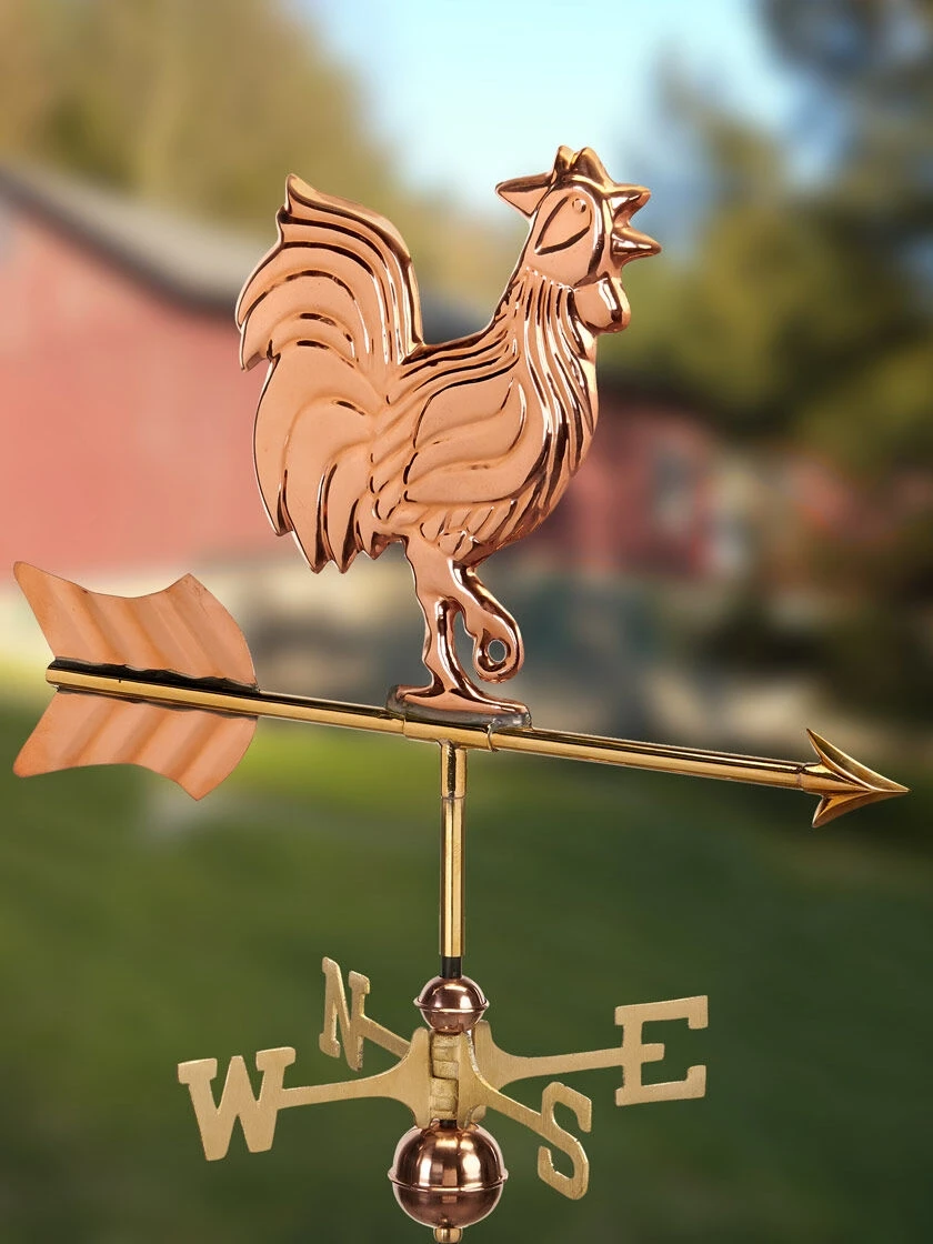 Rooster Cottage Copper Weathervane With Roof Mount 2 Rooster Cottage Copper Weathervane With Roof Mount