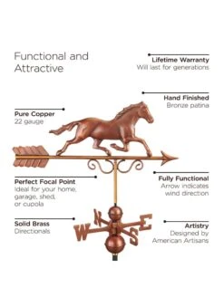 Galloping Horse Copper Weathervane 7 Galloping Horse Copper Weathervane -Comfortable Garden 8600346 01v