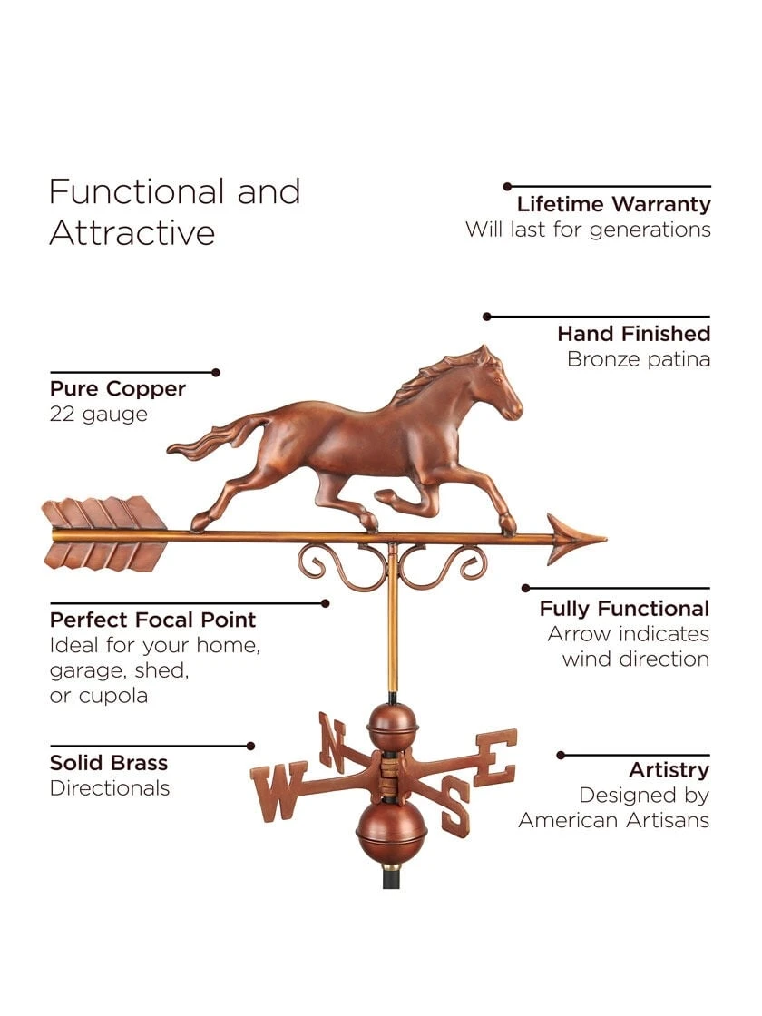 Galloping Horse Copper Weathervane 4 Galloping Horse Copper Weathervane - Image 2