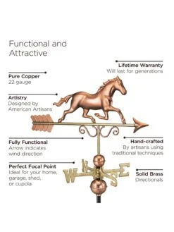 Galloping Horse Copper Weathervane 8 Galloping Horse Copper Weathervane -Comfortable Garden 8600346 03v