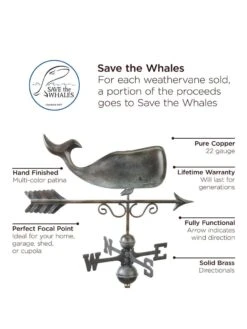 Save The Whales™ Copper Weathervane -Comfortable Garden 8600371 01v