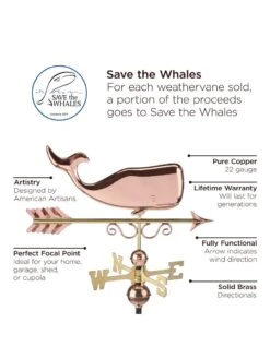 Save The Whales™ Copper Weathervane -Comfortable Garden 8600371 04v