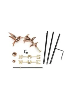 Hummingbird Garden Copper Weathervane With Pole -Comfortable Garden 8600379 02v