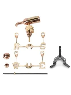 Wine Bottle Cottage Copper Weathervane With Roof Mount -Comfortable Garden 8600383 03v