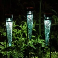 Achla Designs Solar Sparkle Cone With Stakes, Set Of 3 -Comfortable Garden 8609357EMGR 08V jpg