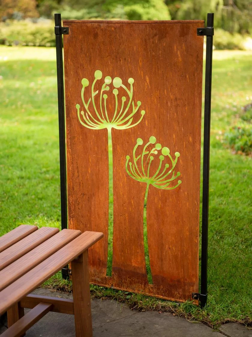 Queen Anne's Lace Corten Steel Screen 3 Queen Anne's Lace Corten Steel Screen