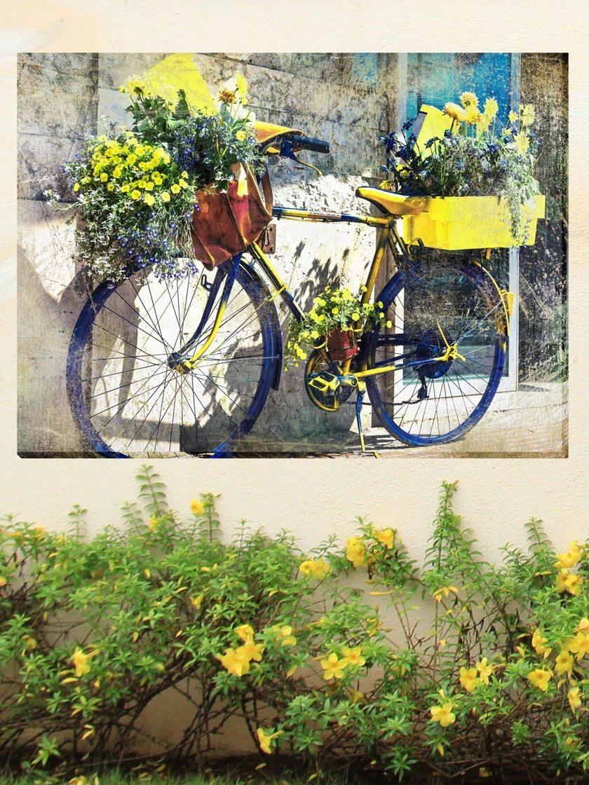 Blue And Yellow Bike Outdoor Wall Art, 4 Blue And Yellow Bike Outdoor Wall Art, - Image 2