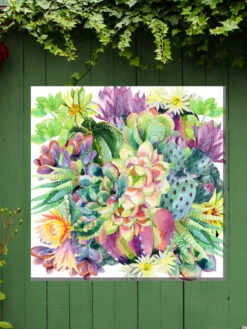 Succulent Blooms Outdoor Wall Art
