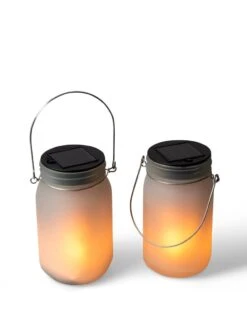 Solar Glass Jar Lantern, Set Of 2 -Comfortable Garden 8612012 5856 tif