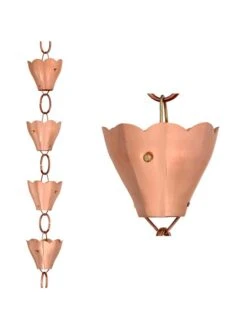 Tulip Pure Copper Rain Chain, 8.5' -Comfortable Garden 8612740 03v