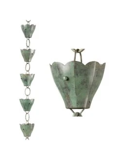 Tulip Pure Copper Rain Chain, 8.5' -Comfortable Garden 8612740 06v