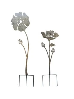 Poppy Garden Stakes Set Of 2 9 Poppy Garden Stakes Set Of 2 -Comfortable Garden 8613140 7822