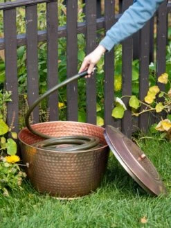 Hammered Copper Hose Pot With Lid -Comfortable Garden 8613311 0012