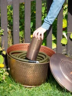 Hammered Copper Hose Pot With Lid -Comfortable Garden 8613311 0019